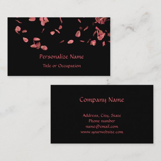 Romantisch Roos Petals Visitekaartje (Voorkant / Achterkant)