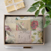 Romantisch Roos Roze & Aqua Ephemera Weefsel Tissuepapier (Geschenk)