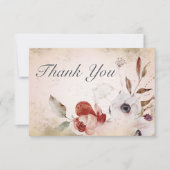 Romantisch Roos Roze Bloemen Goud Bruiloft Bedankkaart (Voorkant)