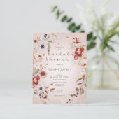 Romantisch Roos Roze Floral Bridal Shower Briefkaart (Staand voorkant)