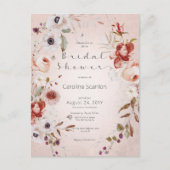 Romantisch Roos Roze Floral Bridal Shower Briefkaart (Voorkant)