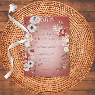 Romantisch Roos Roze Floral Bridal Shower Briefkaart