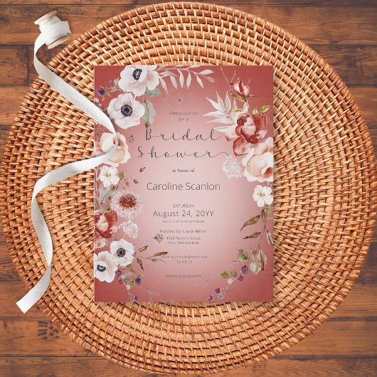Romantisch Roos Roze Floral Bridal Shower Briefkaart
