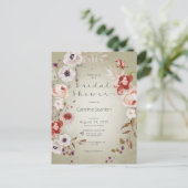 Romantisch Roos Roze Floral Bridal Shower Briefkaart (Staand voorkant)