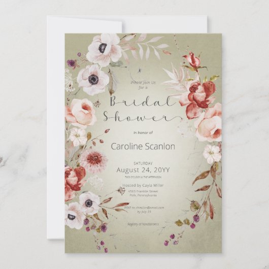 Romantisch Roos Roze Floral Bridal Shower Kaart (Voorkant)