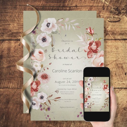 Romantisch Roos Roze Floral Bridal Shower Kaart