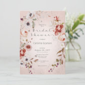 Romantisch Roos Roze Floral Bridal Shower Kaart (Staand voorkant)