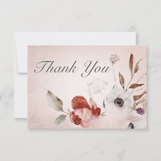 Romantisch Roos Roze Floral bruiloft Hartelijk dan Bedankkaart (Voorkant)