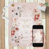 Romantisch Roos Roze Floral Weddenschap Kaart