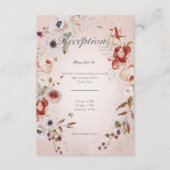 Romantisch Roos Roze Floral Wedding Reception Kaar Informatiekaartje (Voorkant)