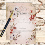 Romantisch Roos Roze Goud Bloemen Details Informatiekaartje<br><div class="desc">Het ontwerp van deze trouwkaart is voorzien van een mooie zachte, wazige roze en antiek goudkleurige achtergrond met een delicate roze, maron, witte, paarse en groene, bloesem-sprays. Het is romantisch met een aanraking van vintage. Creëer door Simply Farmhouse Press, maakt het deel uit van de Romantic Roos Pink Gold Floral...</div>