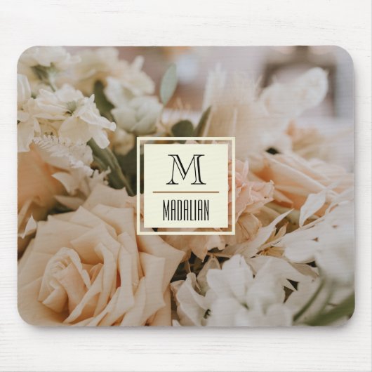 Romantisch roos, roze pastel, mooi monogegrammeerd muismat (Voorkant)