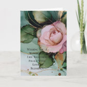 Romantisch Roos Roze Wit Goud Bloemen Huwelijk Kaart (Voorkant)