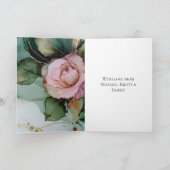 Romantisch Roos Roze Wit Goud Bloemen Huwelijk Kaart (Binnen)