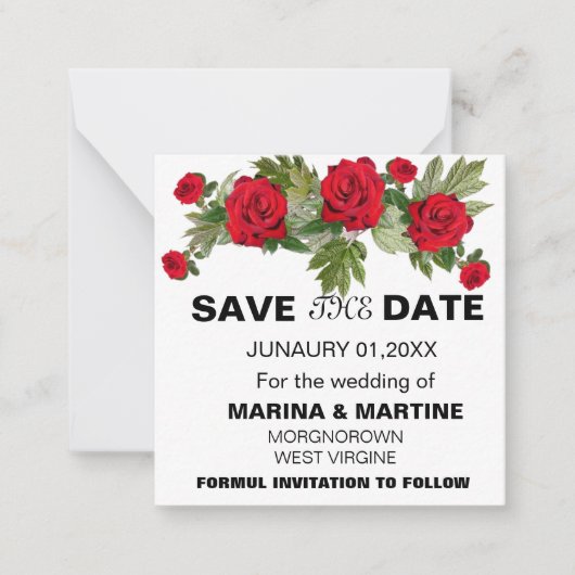 Romantisch Roos Save the Date Notitiekaartje (Voorkant)