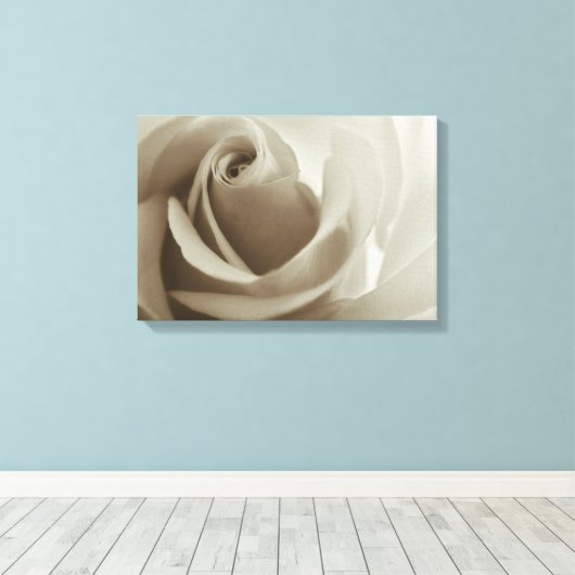 Romantisch Roos Sepia Flower Canvas Afdruk (Insitu (Houten vloer))