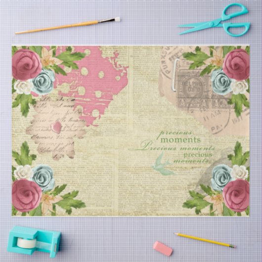 Romantisch Roos serie ontwerp 10 Tissuepapier (Craft)