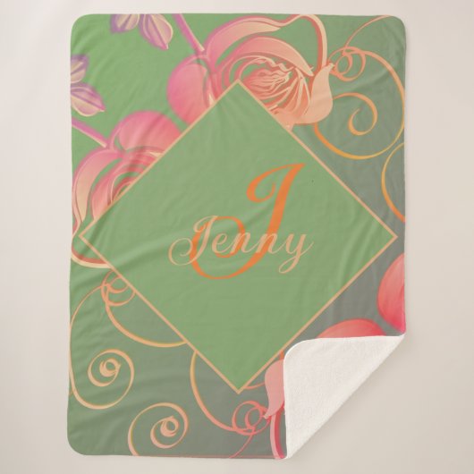 Romantisch Roos Sherpa Blanket Deken (Voorkant)