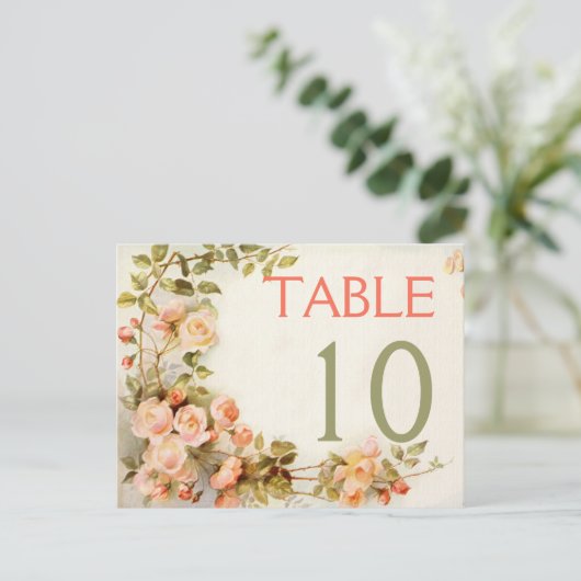  romantisch roos trouwlijstnummer briefkaart (Staand voorkant)