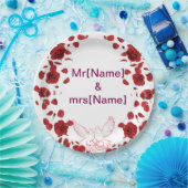 Romantisch Roos Trouwpapier Bord met aangepaste na (Feest)