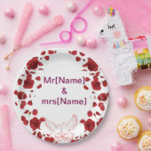 Romantisch Roos Trouwpapier Bord met aangepaste na (Feest)