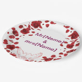 Romantisch Roos Trouwpapier Bord met aangepaste na (Gekanteld)