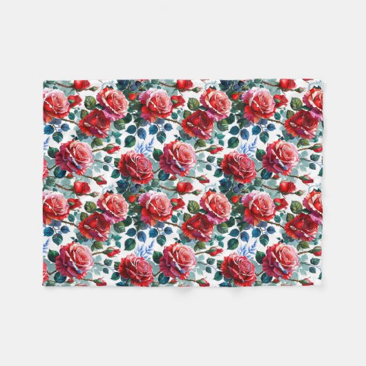 Romantisch Roos Tuin Print Fleece Deken (Voorkant (Horizontaal))