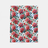 Romantisch Roos Tuin Print Fleece Deken (Voorkant)