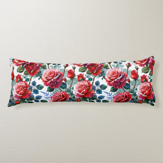 Romantisch Roos Tuin Print Lichaamskussen (Voorkant)