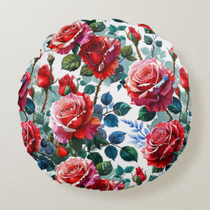 Romantisch Roos Tuin Print Rond Kussen
