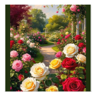 Romantisch Roos Tuinpad - Cottagecore Wall Art Foto Afdruk