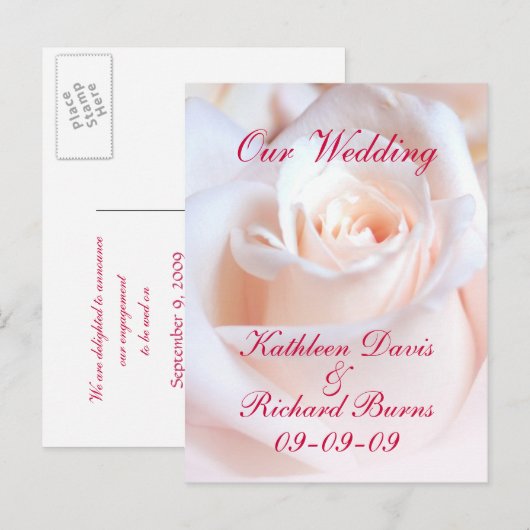 Romantisch Roos Verloving Aankondiging Briefkaart (Voorkant / Achterkant)