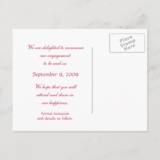 Romantisch Roos Verloving Aankondiging Briefkaart (Achterkant)