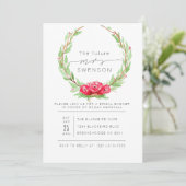 Romantisch Roos Waterverf krans | VRIJGEZELLENFEES Kaart (Staand voorkant)