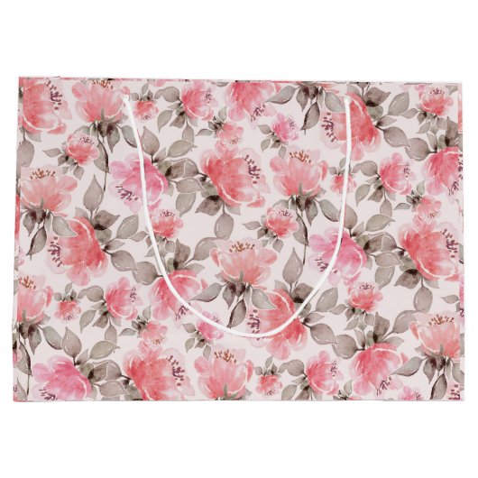 Romantisch -  roos waterverf tissue papier groot cadeauzakje (Achterkant)