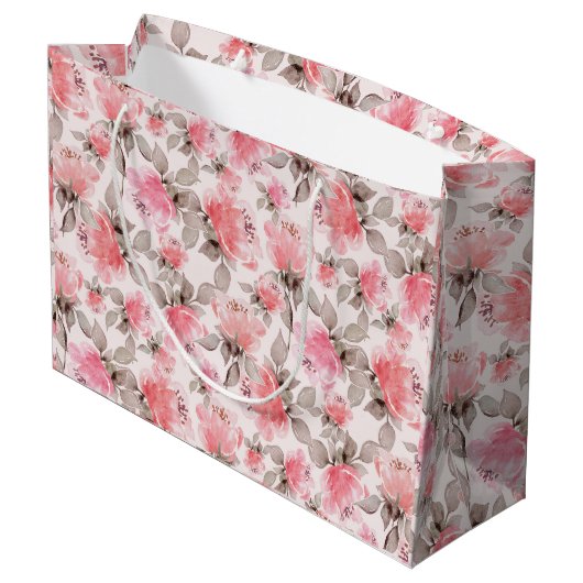 Romantisch -  roos waterverf tissue papier groot cadeauzakje (Achterkant Gekanteld)
