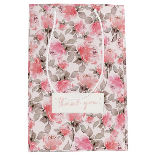 Romantisch - roos waterverf tissue papier medium cadeauzakje (Voorkant)