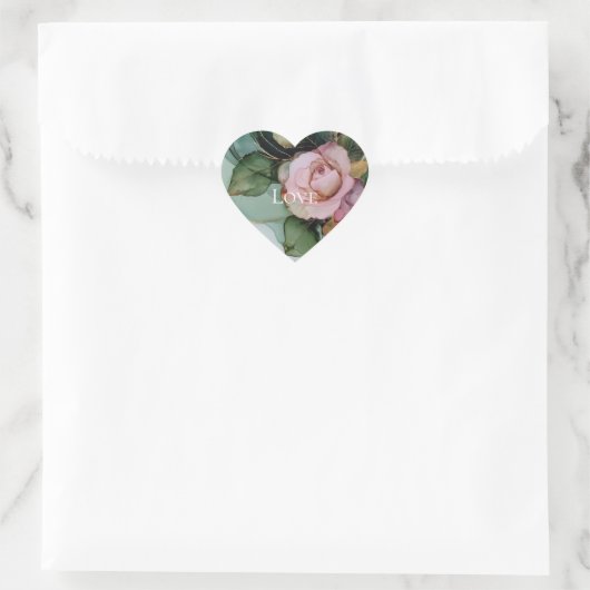 Romantisch Roos Wit Roze Goud Bloemen Liefde Hart Sticker (Tas)