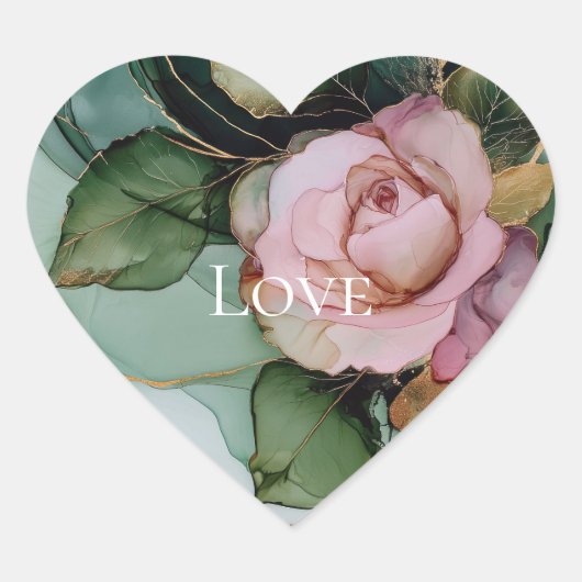 Romantisch Roos Wit Roze Goud Bloemen Liefde Hart Sticker (Voorkant)