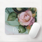 Romantisch Roos Wit Roze Goud Bloemen Liefde Muismat (Met muis)