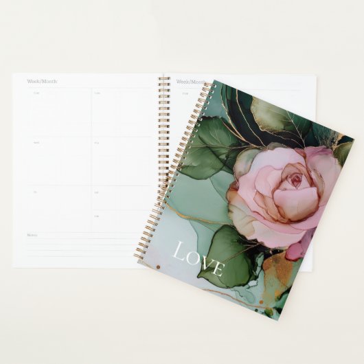 Romantisch Roos Wit Roze Goud Bloemen Liefde Planner (Display)