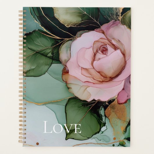 Romantisch Roos Wit Roze Goud Bloemen Liefde Planner (Voorkant)