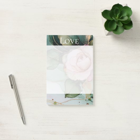 Romantisch Roos Wit Roze Goud Bloemen Liefde Post-it® Notes (Kantoor)