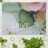 Romantisch Roos Wit Roze Goud Bloemen Liefde Theedoek (Gevouwen)