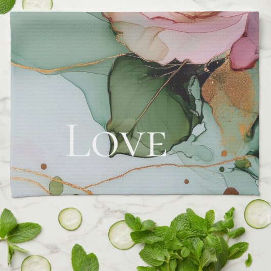 Romantisch Roos Wit Roze Goud Bloemen Liefde Theedoek (Gevouwen)