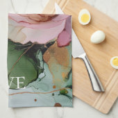 Romantisch Roos Wit Roze Goud Bloemen Liefde Theedoek (Quarter Fold)