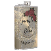 Romantisch Roos Wreath Feather Wedding Heupfles (Rechts)