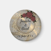 Romantisch Roos Wreath Feather Wedding Magneet (Voorkant)