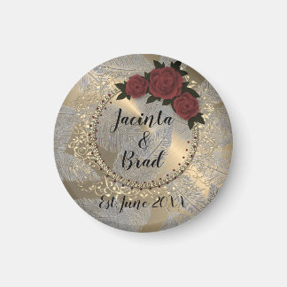 Romantisch Roos Wreath Feather Wedding Magneet