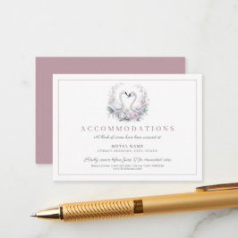 Romantisch Roos zwaan paar bruiloft Informatiekaartje